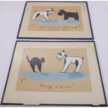 GRASSIN ? (French, 20th century) - A pair of amusing gouache illustrations captioned 'Bouge, si tu