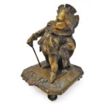 A rare 19th century bronze / brass inkwell modelled as Falstaff - the hinged upper section folding