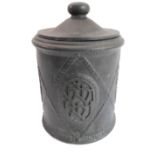 An unusual and heavy solid lead apothecary-style jar or steriliser - the pagoda-form circular lid
