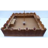 A handmade American Frontier model fort of square design and with parapet, central well and two