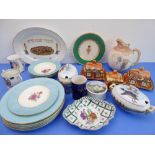A selection of mostly ornamental ceramics to include some kitchenware, cottage ware, a pair of