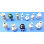 A selection of twelve miniature Japanese porcelain vases in the Chinese style to include Rouleau