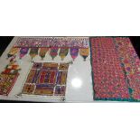 A selection of Indian hand-stitched wall hangings (some with mirrors to the flowerheads), together