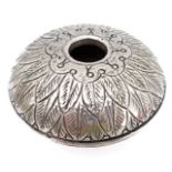 A white-metal circular squat vessel with Islamic style decoration, stamped .925 (7.5cm diameter x