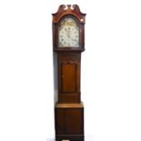 An early 19th century oak cased, mahogany crossbanded and boxwood strung 30 hour longcase clock; the
