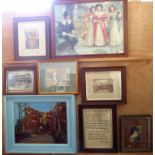 Four interesting Edwardian framed photographs together with a framed oil on canvas of a