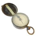A circa 1900 military compass in blacked brass case, No. 2722 Verner Compass Patent, J. H.