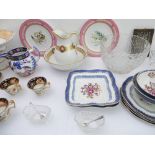 A selection of ceramics including early 19th century hand gilded and decorated examples (some