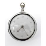 A silver pair cased pocket watch with ornate movement, signed J. Amhurst London No. 7081, assay