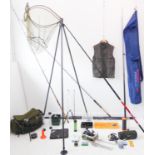 A large set of carp fishing tackle and rods: ASSASIN POLE II, 11m, + 2 more Top 2s. + various pole