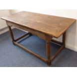 A 17th century style (later but with some period elements) refectory table; the planked top with