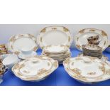 A part dinner service by Alfred Meakin (England) comprising 3 oval plates, 15 varying sized square