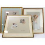 Three canine portraits in pastel: 'Edith and Susan' signed C.A. SHARPLEY - 1981; 'Polly', (a