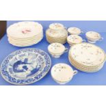 Ceramics comprising: a set of 6 Theodore Haviland (Limoges) fine French porcelain cups, saucers