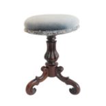 A circa 1830 William IV circular rosewood piano stool, with revolving height adjustment mechanism (