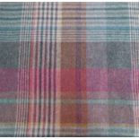 A pair of woollen tweed curtains in tartan design, triple pinch pleat heading, woollen thermal