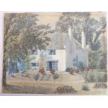 A late 19th century watercolour study of a country house, signed and dated lower right 'J Milne