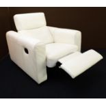 A modern white leather upholstered reclining armchair  Condition Report: The chair is in