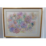 CHERYL GOULD M.R.S.S. (contemporary) - two signed studies of blooms in crayon (41.5cm x 57cm and