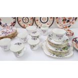 A Windsor Bone China part tea / cake service comprising cups, saucers, side plates, two-handled cake