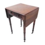 An early 19th century mahogany Pembroke table of small proportions; single true draw, dummy drawer