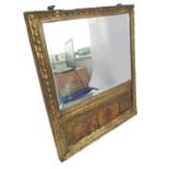 A 19th century brass-framed Trumeau-style looking glass (frame size 41cm x 35.5cm)