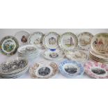 An interesting selection of mostly 19th century French plates: transfer-decorated and hand-tinted
