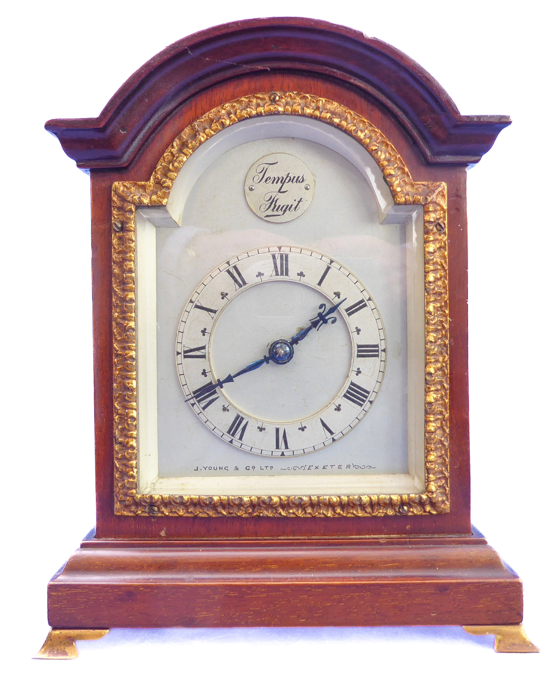 A fine quality early 20th century mahogany-cased gilt-metal-mounted mantle clock; the four-inch