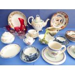 An interesting selection of ceramics and glassware to include two 18th century tea bowls and