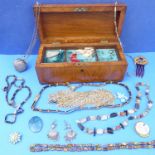 A fine quality late 19th / early 20th century satinwood jewellery box together with an interesting