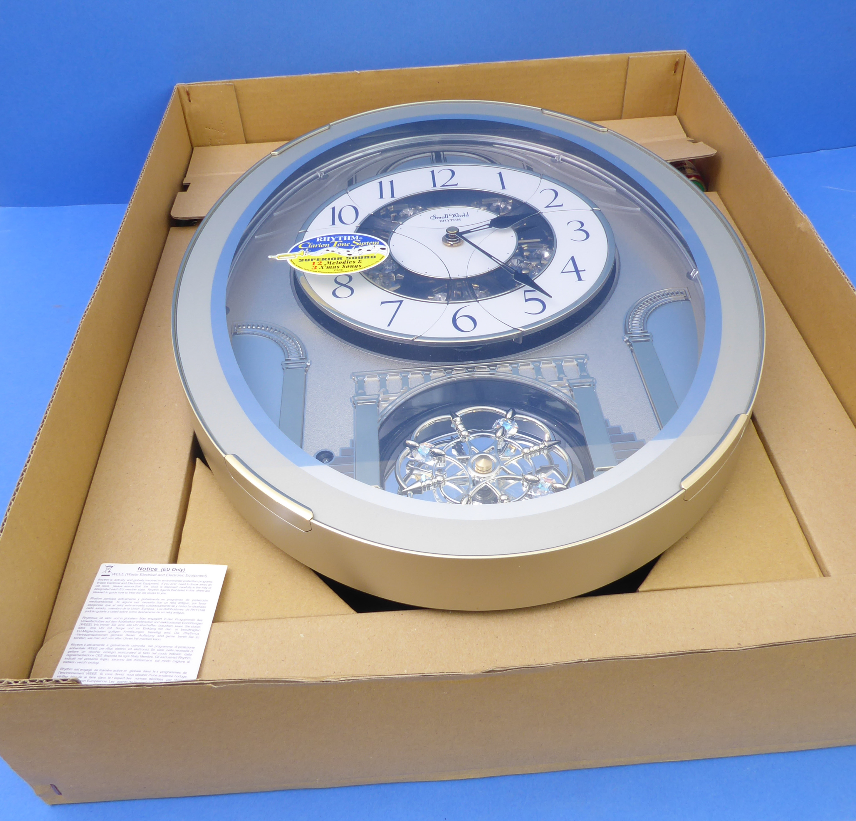 A boxed and unused 'Small World Rhythm' wall-hanging clock, 'Clarion Tone System' playing 12 - Image 3 of 3