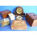 A 19th century walnut vanity case, a 19th century mahogany stationery cabinet with slanted lid, an