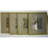 A set of four framed and glazed (later) hand-coloured 18th/19th century botanical engravings (