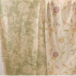 A pair of floral curtains made by John Lewis, 100% polyester, pencil pleat heading, lined (each