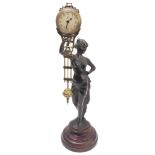 A Junghens 'Mystery' clock: classical-style bronzed female figure holding the mechanism aloft,