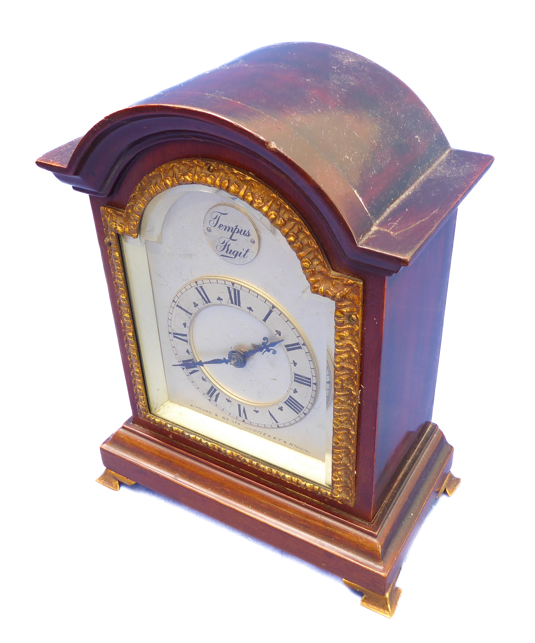 A fine quality early 20th century mahogany-cased gilt-metal-mounted mantle clock; the four-inch - Image 2 of 4