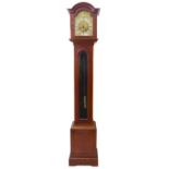 An early 20th century reproduction grandmother long-cased clock; mahogany case, 7.5 inch brass