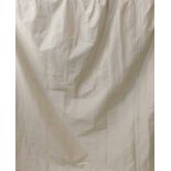 A pair of well-made curtains in cream slub silk, triple pinch pleat heading, thermal and