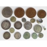 Various coins to include a 1918 florin, three shillings (1817, 1887 and 1934), a 1928 sixpence, four