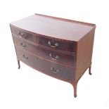 An early 20th century bow-fronted mahogany chest in 18th century style; galleried top above two