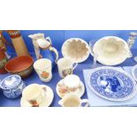 An interesting selection of ceramics to include two 19th century jelly moulds, a Doulton