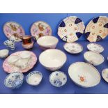 A good selection of 18th and 19th century ceramics to include a pair of Dresden-style cabinet
