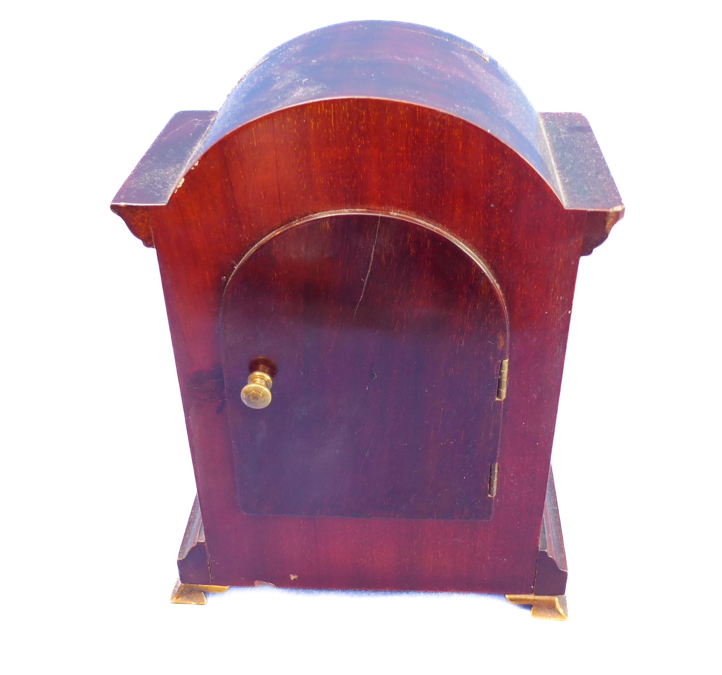 A fine quality early 20th century mahogany-cased gilt-metal-mounted mantle clock; the four-inch - Image 3 of 4