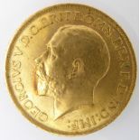 An early 20th century George V gold sovereign dated 1912