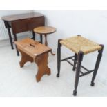A group of four comprising: a 19th century stained-wood drop-leaf table on turned tapering legs