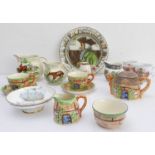 A mixed lot to include five jugs, cottage ware, an Aynsley bowl and two 1935 commemorative