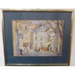 VAUGHAN, a gilt framed and glazed watercolour study 'Place Gouenu Vence', signed and date 1929 lower