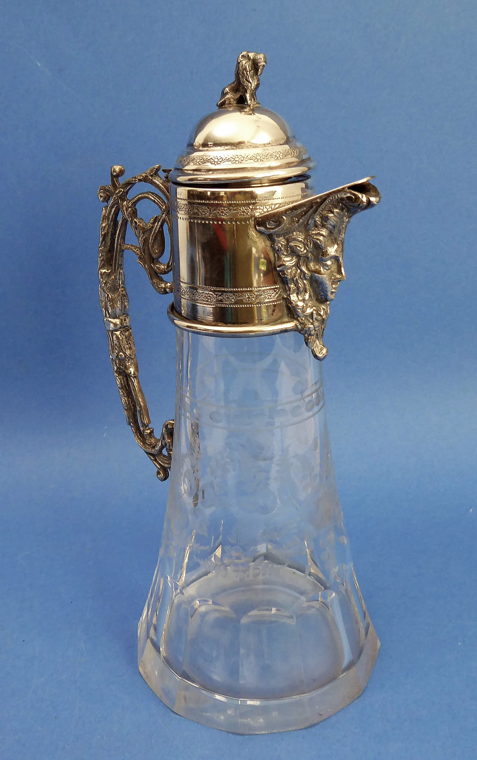 An ornate late 19th century claret jug with silver-plated mounts - Image 2 of 5