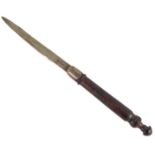 A silver-bladed letter-opener with turned rosewood handle: the blade with maker's mark HA, assayed
