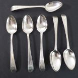 A set of six late 18th century hallmarked silver teaspoons by Hester Bateman, each bright-cut